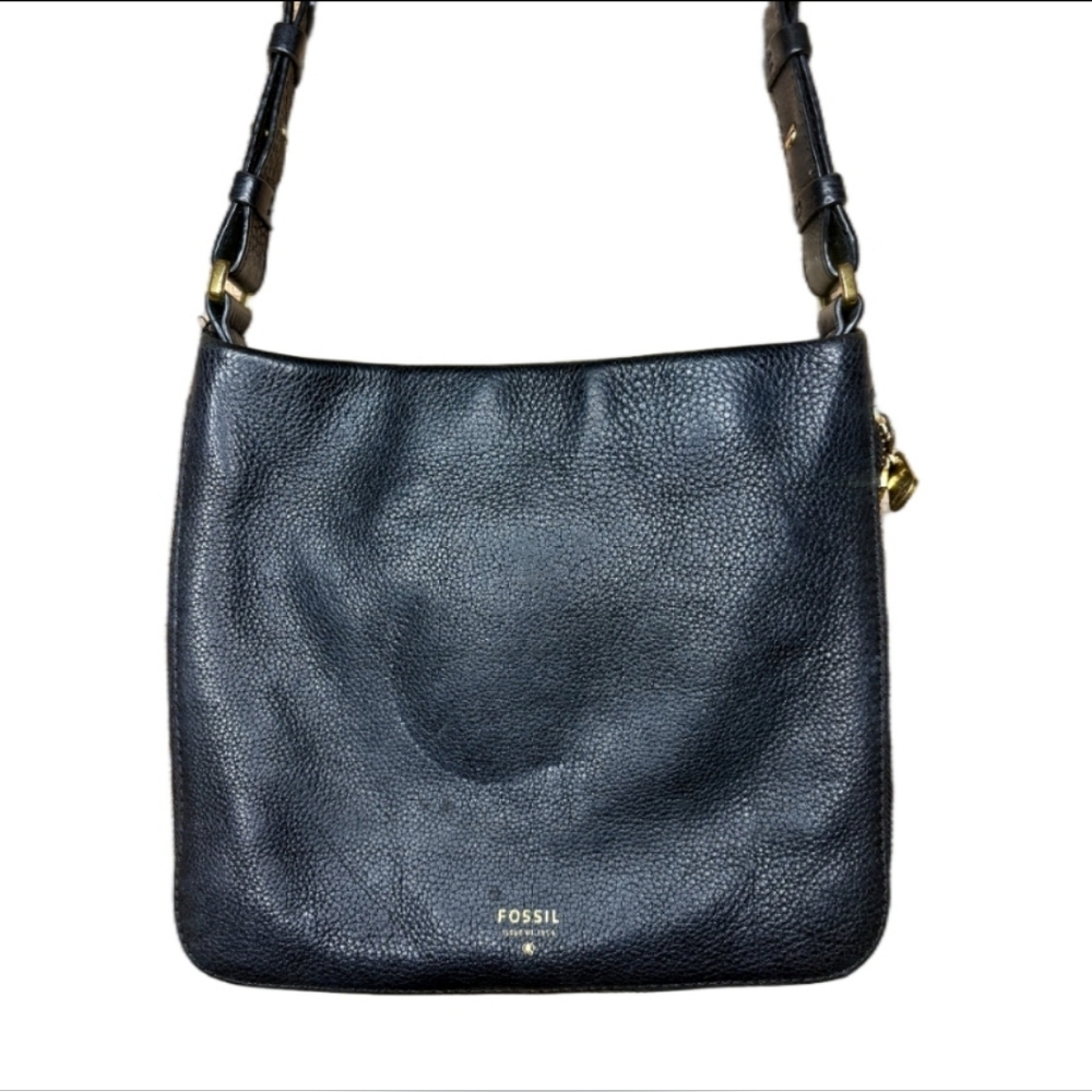 Fossil Black Pebbled Leather Shoulder Bag